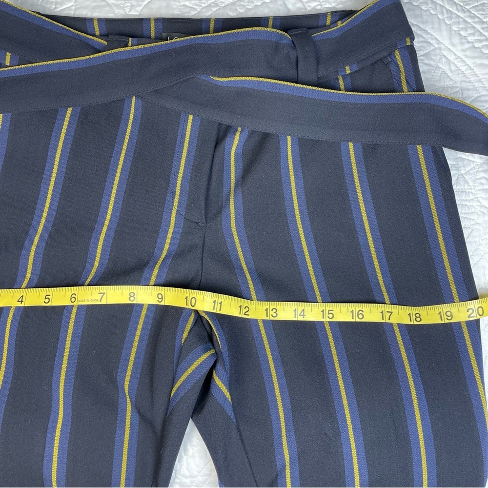 Ann Taylor Loft Petite Striped Cuffed Belted Trousers New With Tag 8P Black Navy - Picture 12 of 14